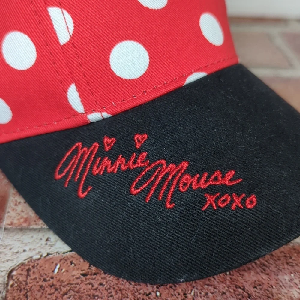 Walt‎ Disney World Minnie Mouse Ears and Bow Red Polka Dot Snapback Girls Cap